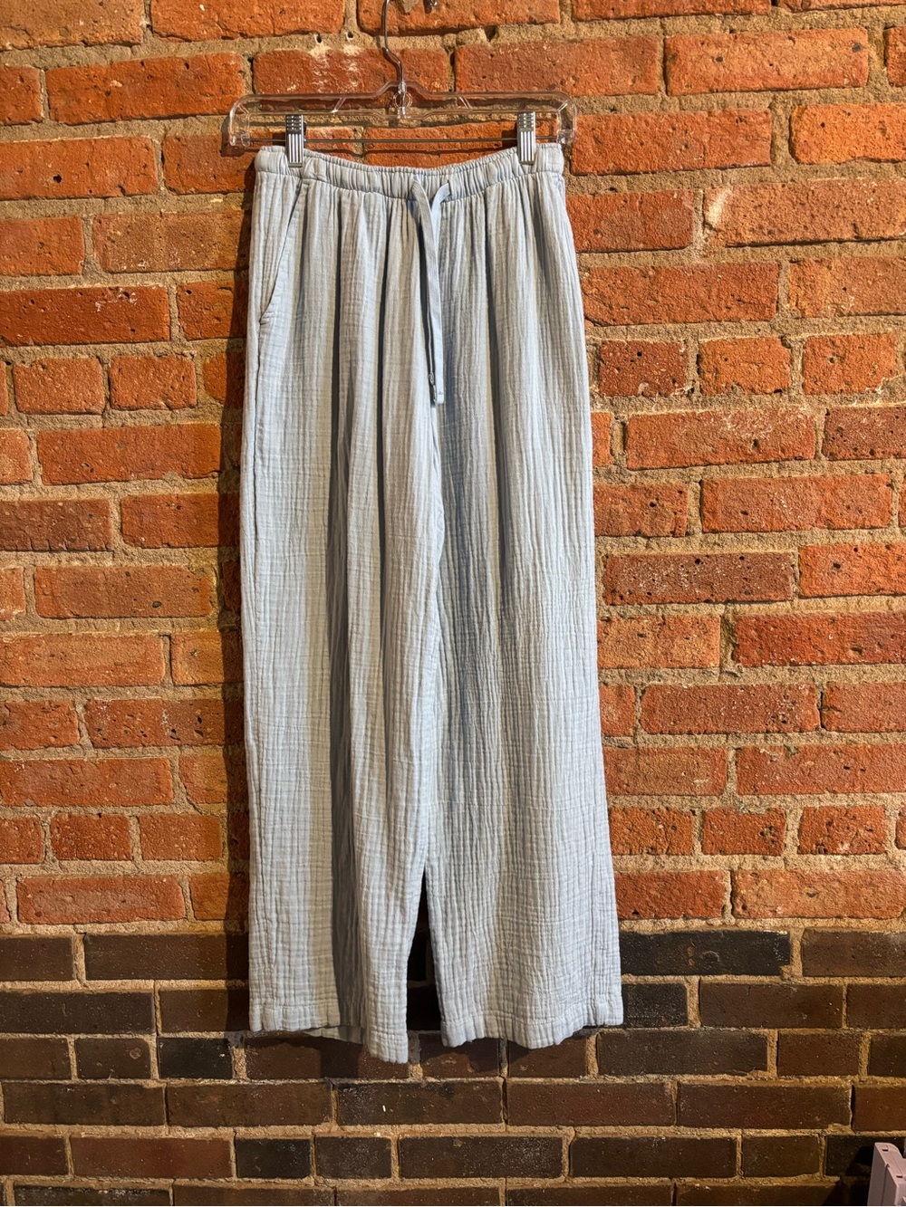Light Blue Wide-Leg Drawstring Pants